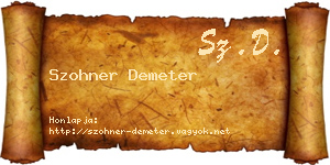 Szohner Demeter névjegykártya